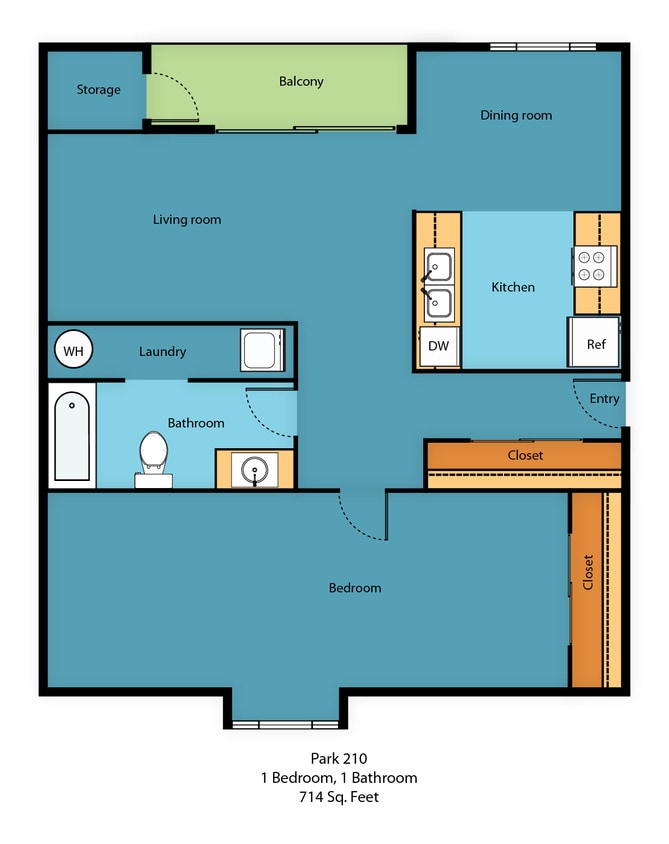Floor Plan - One Bedroom One Bathroom