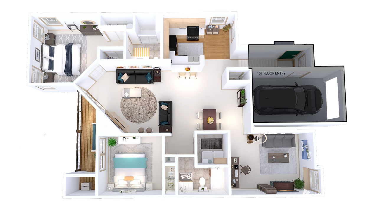 Floor Plan - Arbors - 2 Bed, 2 Bath + Den (400s Bldg)