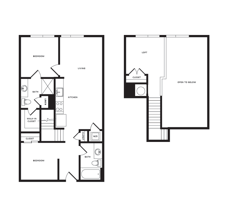 Floor Plan - 2 Bed/2 Bath Loft-B01L Modern