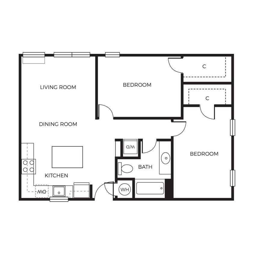 Floor Plan - 2 Bed 1 Bath
