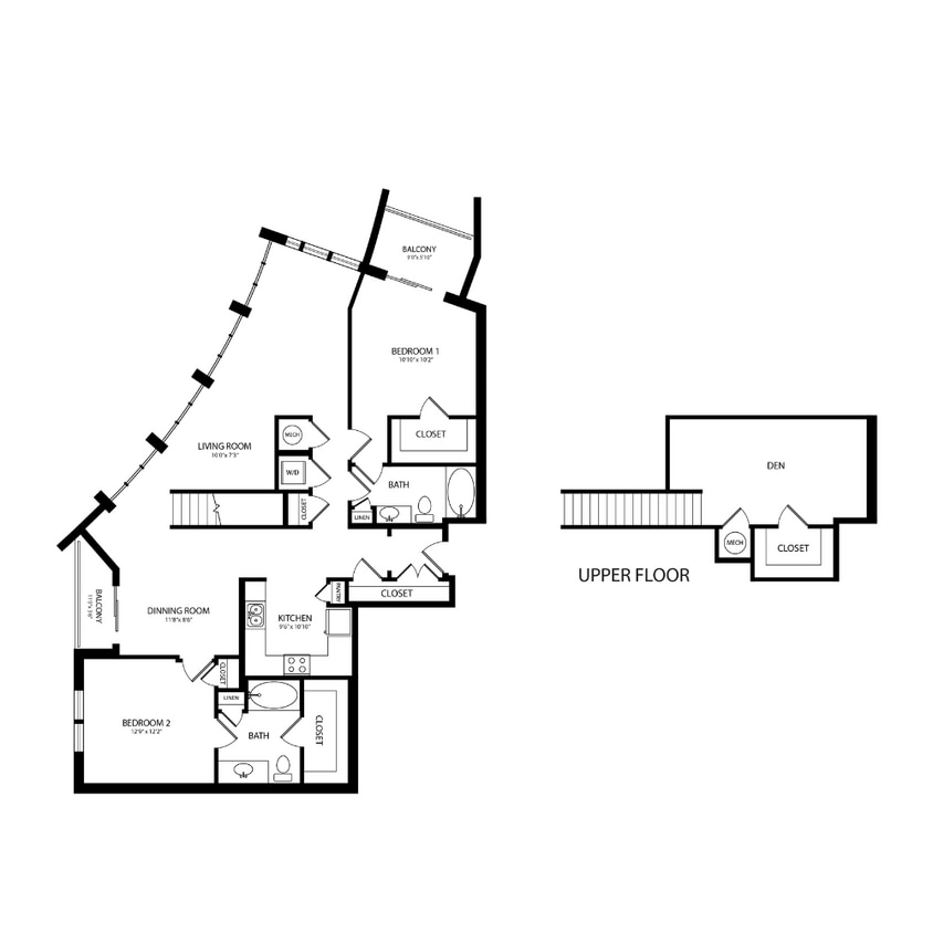 Floor Plan - 2 Bedroom, 2 Bath 1637 SF B11M