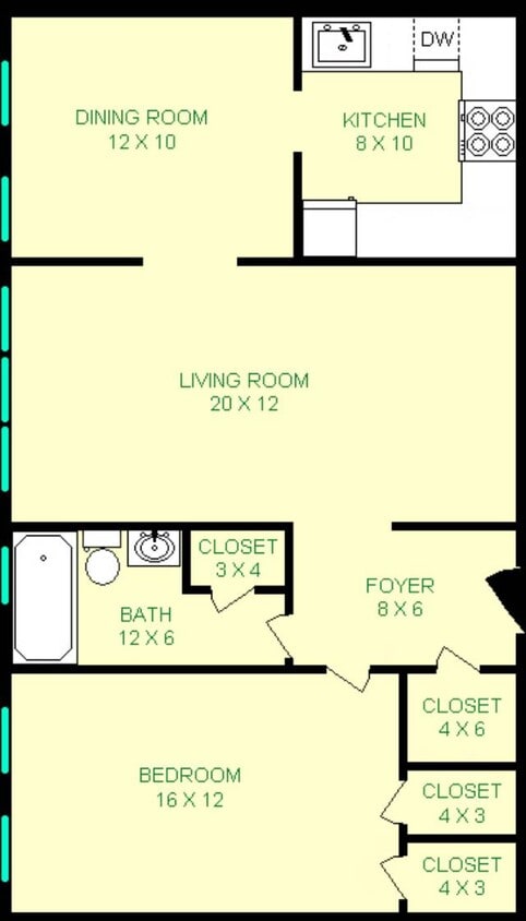 Sewickley One Bedroom Floorplan - Sewickley