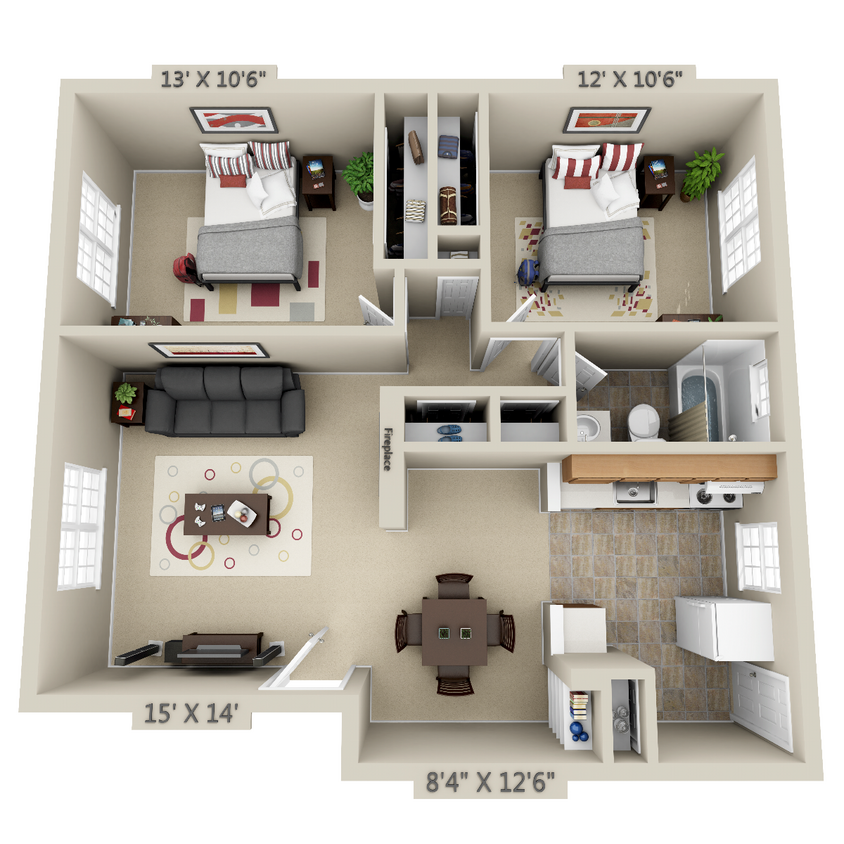 Floor Plan - 2 Bedroom 1 Bath