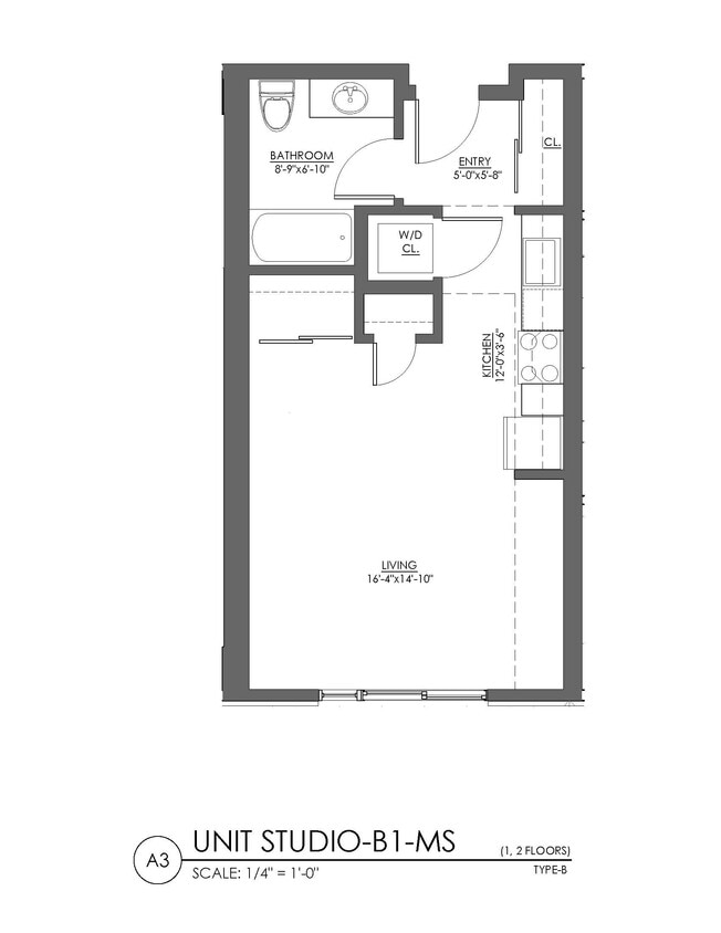 Floor Plan - Studio - 477 sqft
