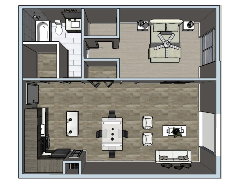 Floor Plan - 1 Bed / 1 Bath - Lake View 