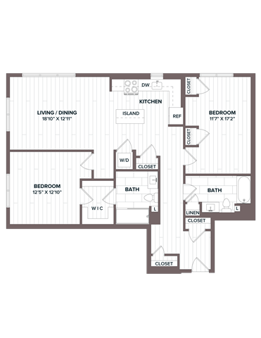 Floor Plan - 2 Bed/2 Bath - B3 Bldg D
