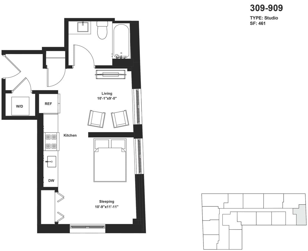 Floor Plan - Tier 09 / Junior One Bedroom