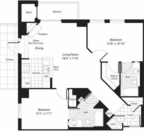 Floor Plan - 2 Bedrooms L