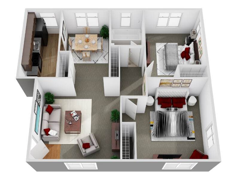 Floor Plan - 2 Bedroom 1 Bathroom