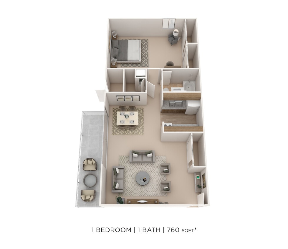 Floor Plan - One Bedroom- 760 sqft