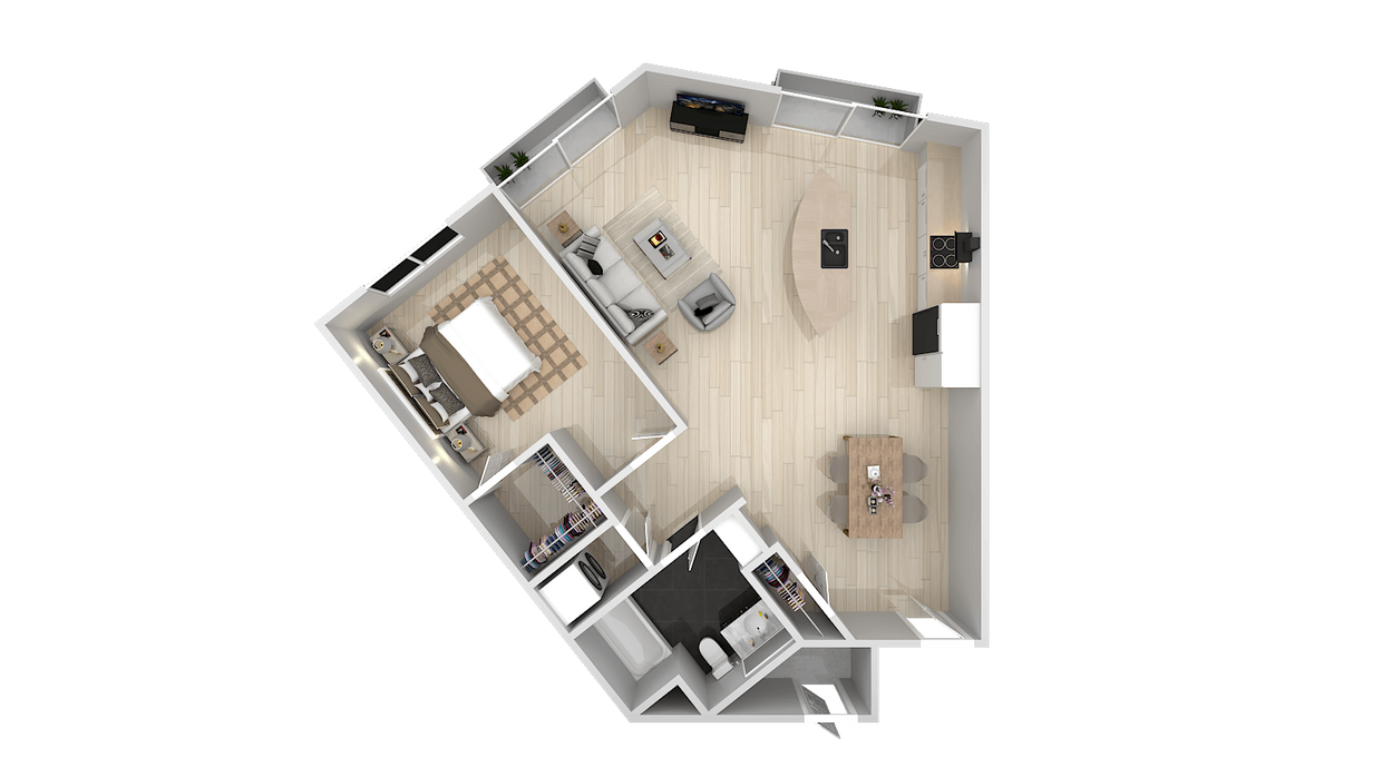 Floor Plan - 1 Bedroom 1 Bath G