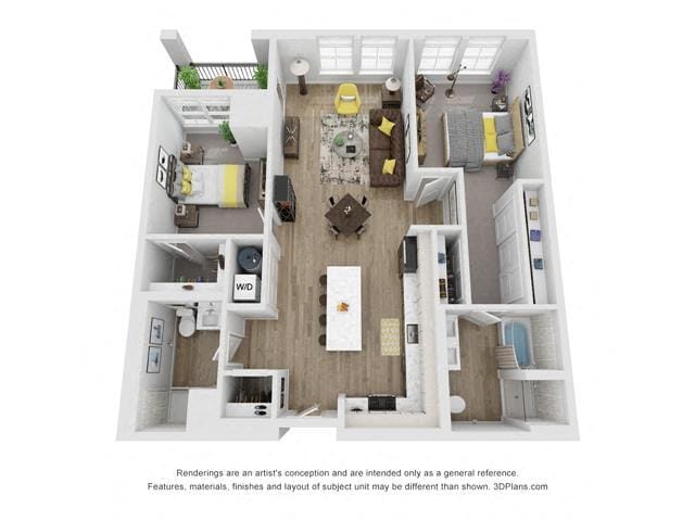 Floor Plan - 2 Bedroom 2 Bath 1304 Sq. ft.