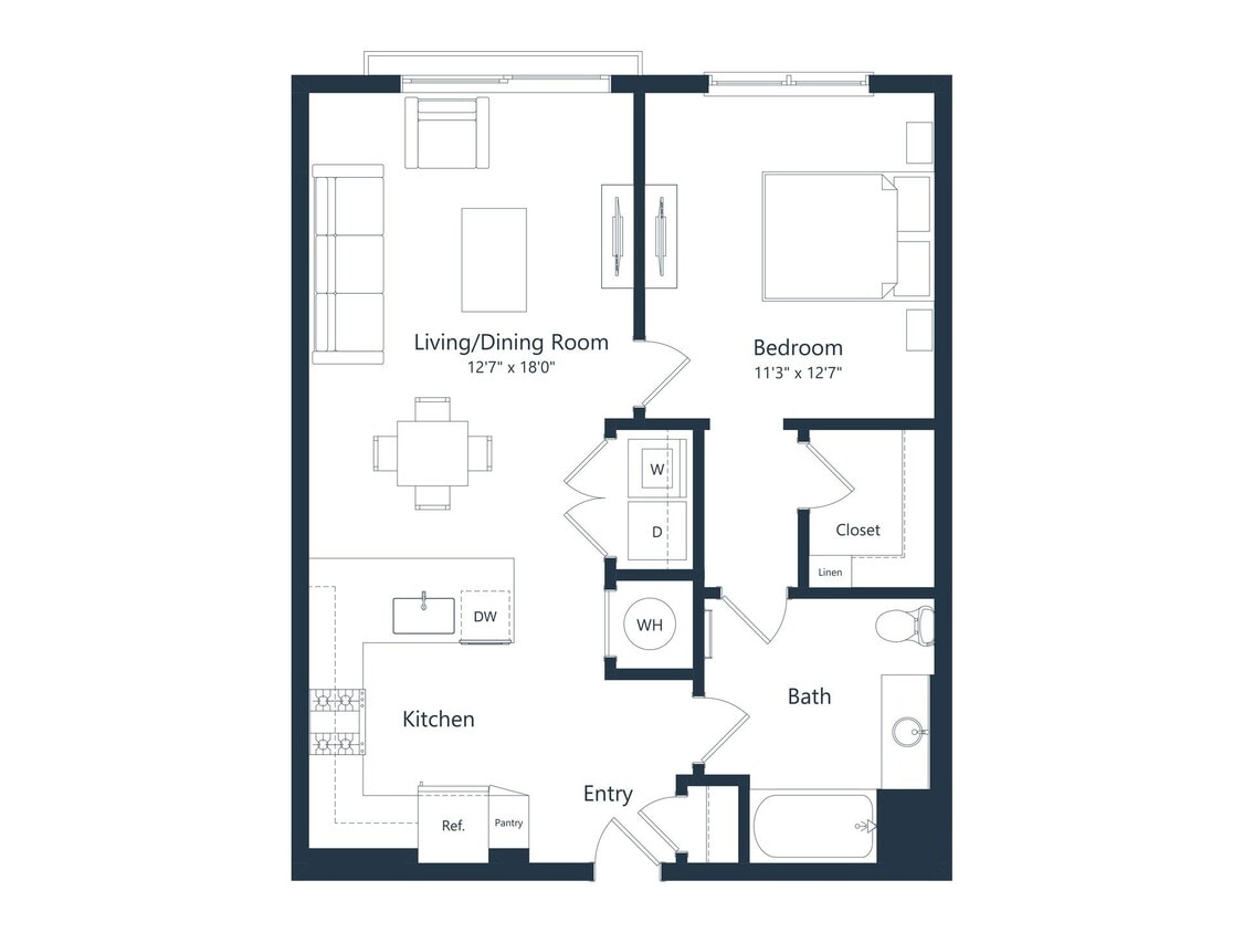 Floor Plan - A1M2 | 1 Bed | 1 Bath
