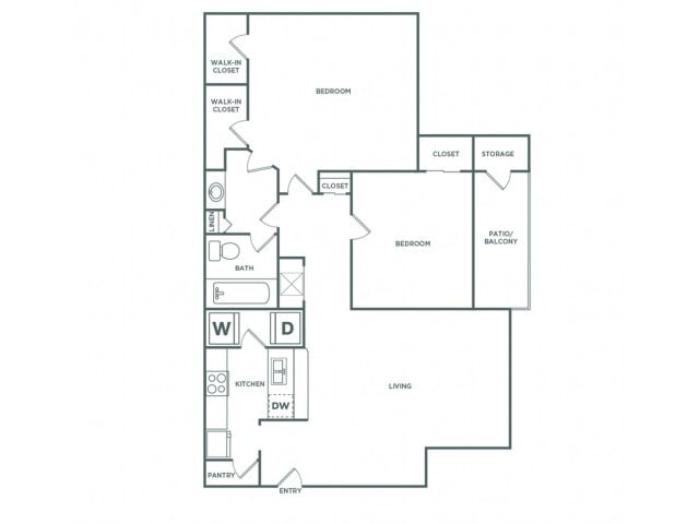2 bed 1 bath | 988 SF - Two Bedroom One Bath (988 SF)