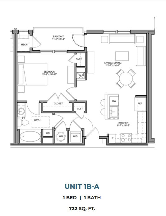 Floor Plan - 1-Bedroom Furnished