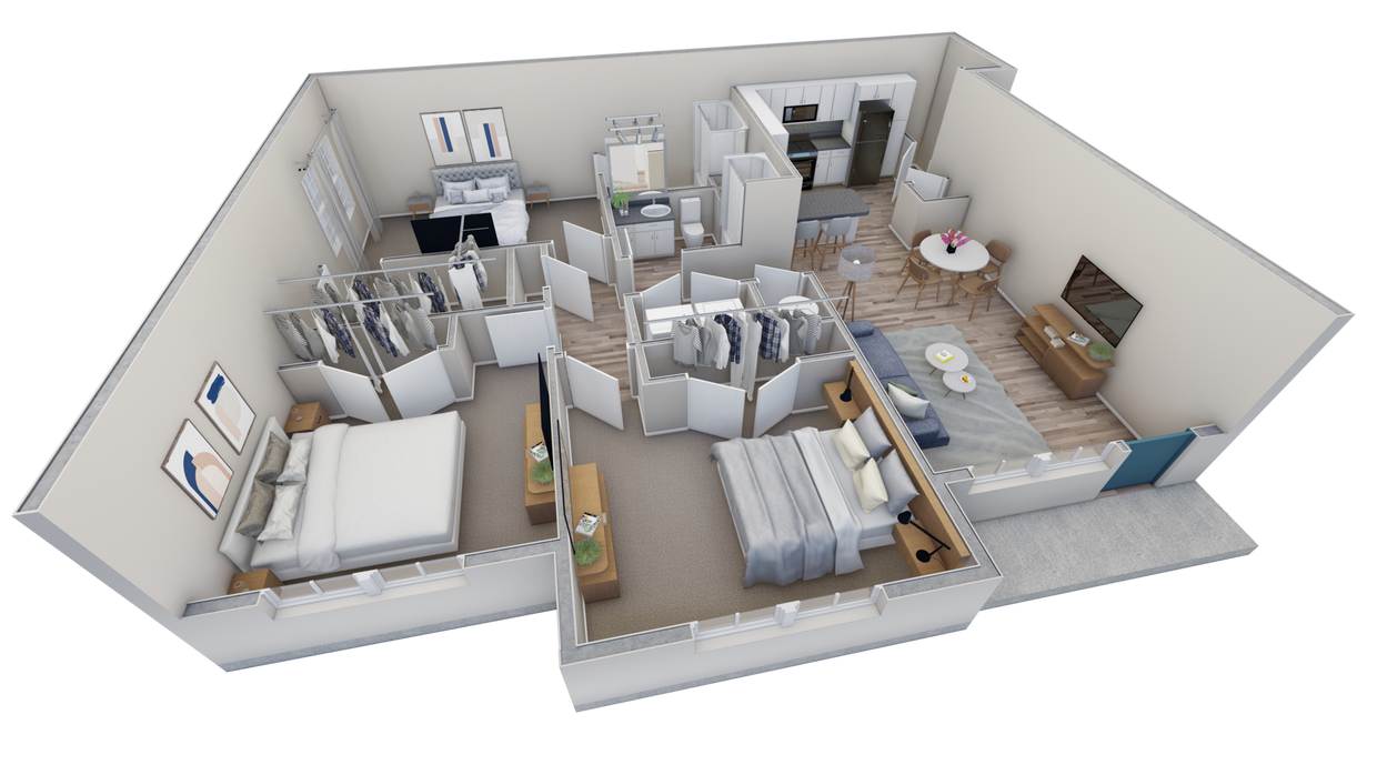 Floor Plan - 3-2 BR Horizon Courtyard