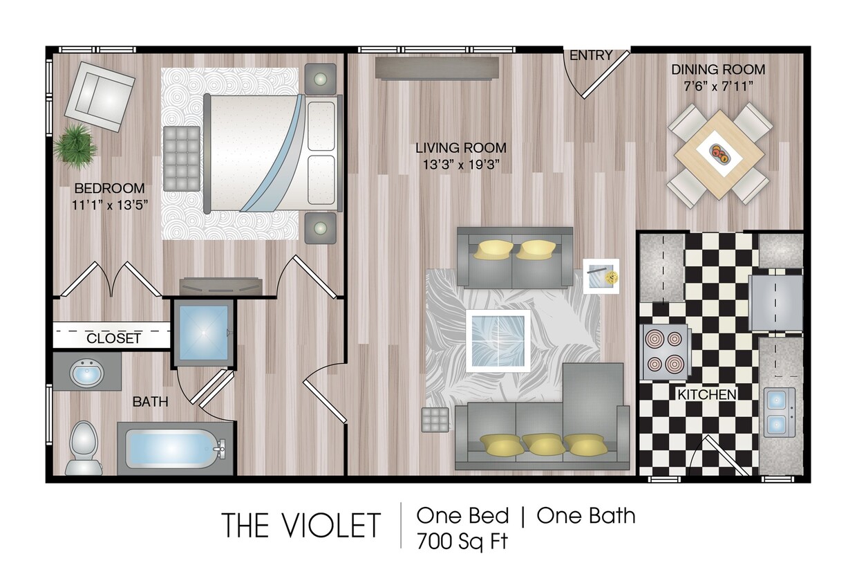 700 sq ft - The Violet Renovated (Garden)