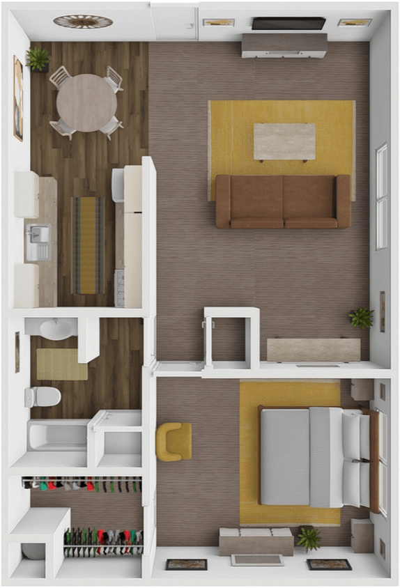 Floor Plan - 1 Bed 1 Bath B