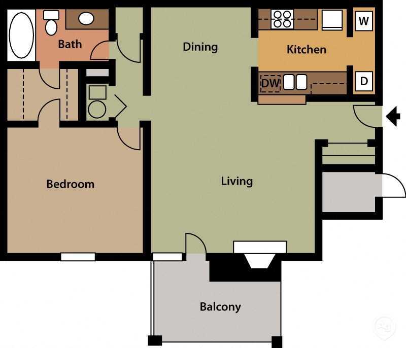Floor Plan - 1Bed - 1Bath