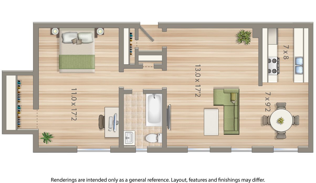 Floor Plan - 1 Bedroom K