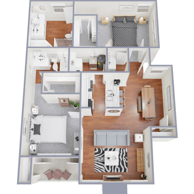 Two bedroom, two and a half bath, 1,164 square foot apartment home - B1