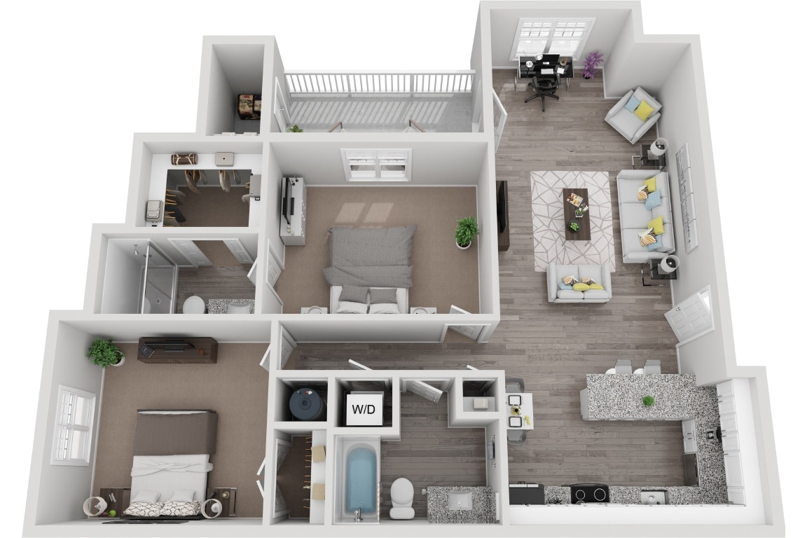 Floor Plan - The Mayfaire 2 Bedroom 2 Bath Renovated