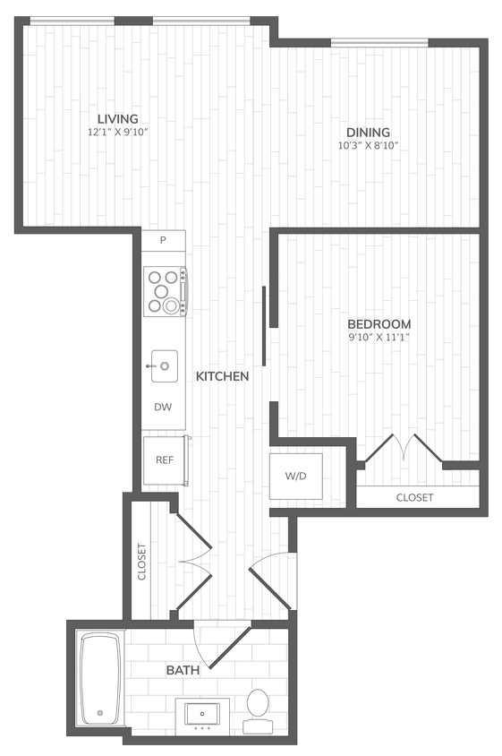 Floor Plan - 1 Bed - 1 Bath