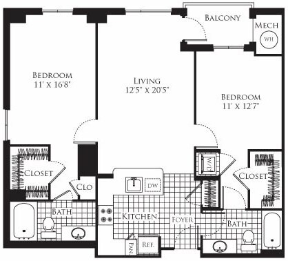 Floor Plan - 2 Bedroom- 1108