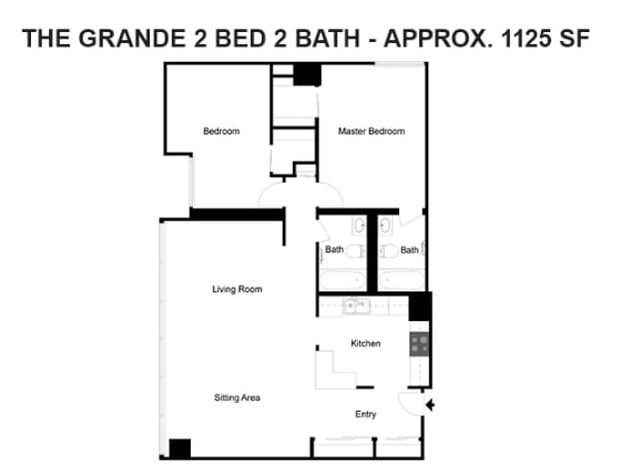 Floor Plan - 2 Bedroom 2 Bath Grande