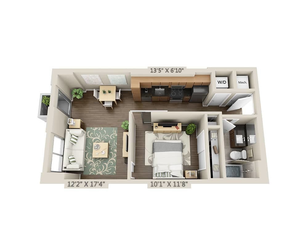 Floor Plan - One Bedroom A1D