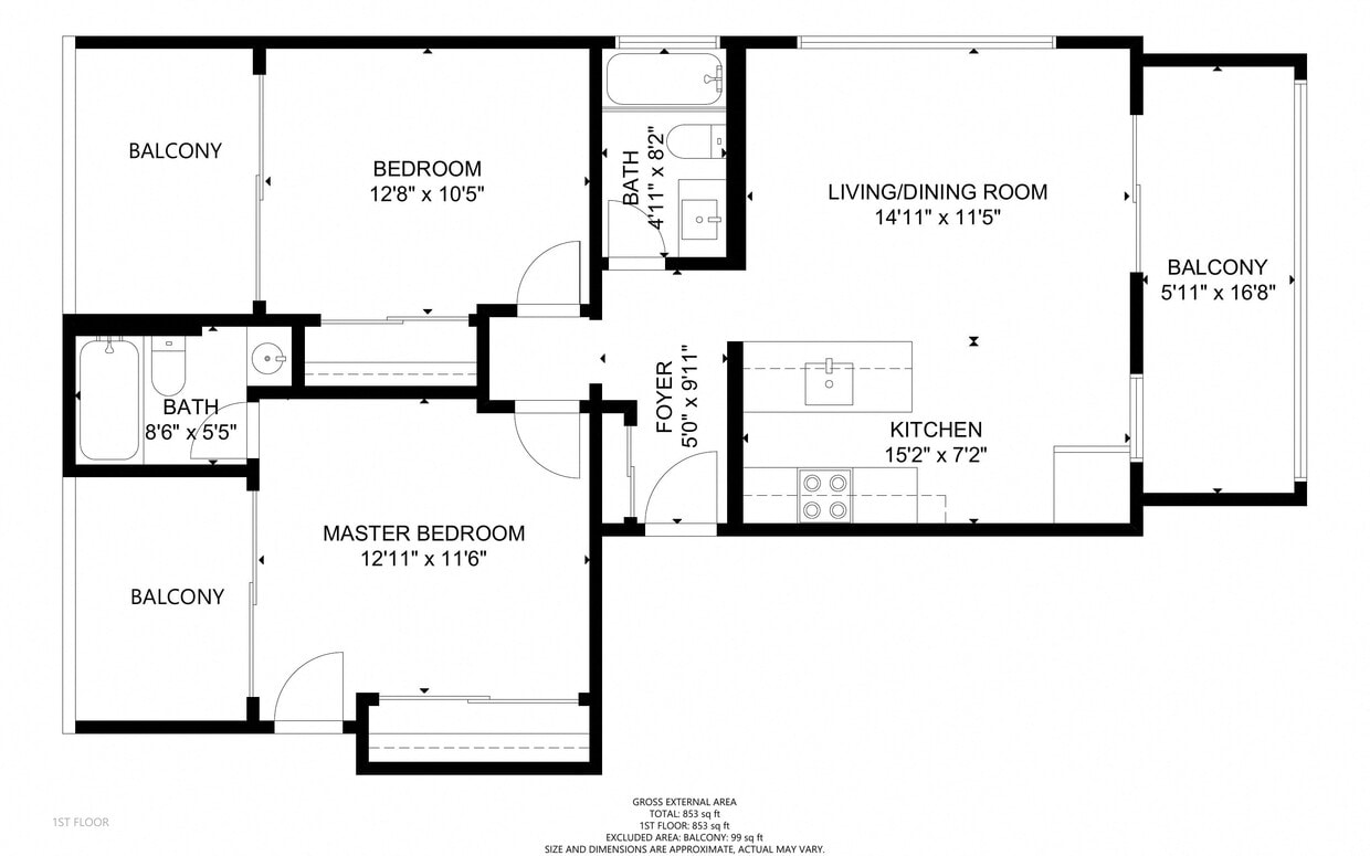 Floor Plan - 2 Bedrooms, 2 Bathrooms