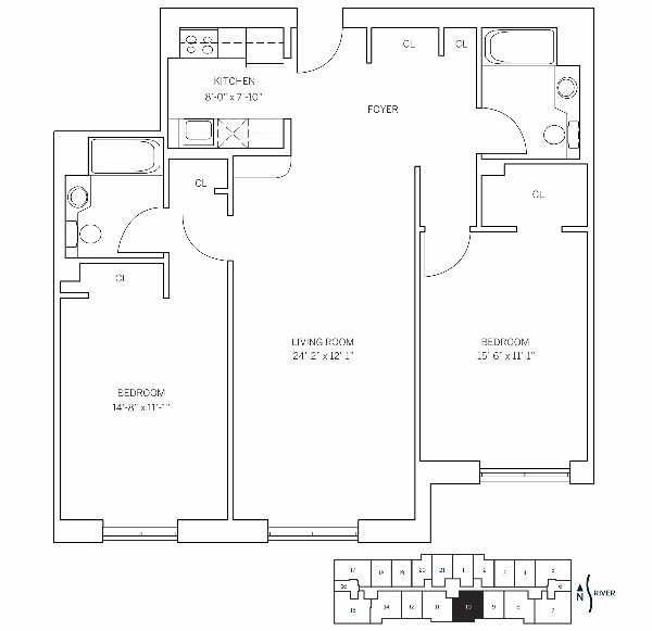 Floor Plan - ROOSEVELT HOUSE - 2 Bedrooms Two Bathroom