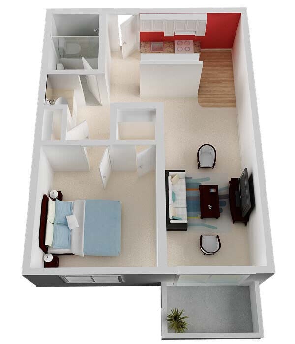 Floor Plan - 1 Bed/ 1.0 Bath
