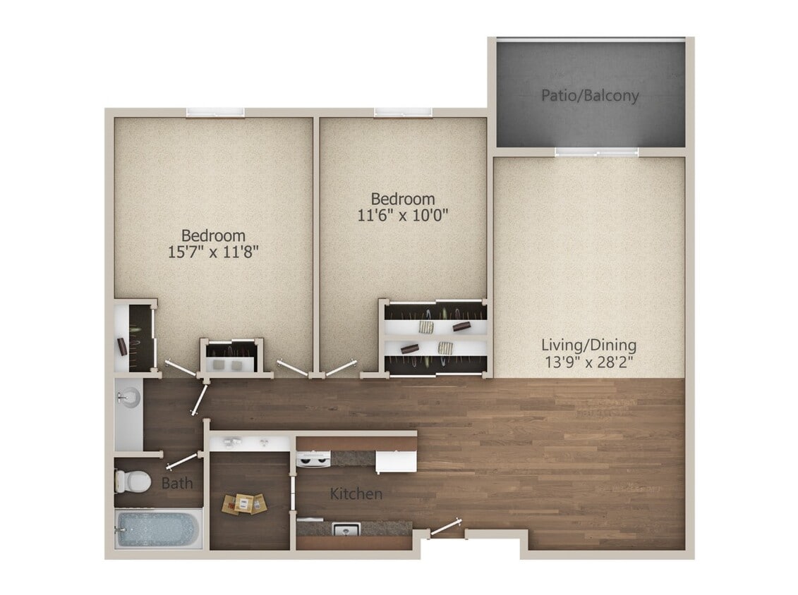 Floor Plan - 2 Bedroom (944 sq ft)