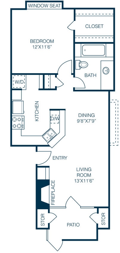 Floor Plan - 1 Bedroom 1 Bath