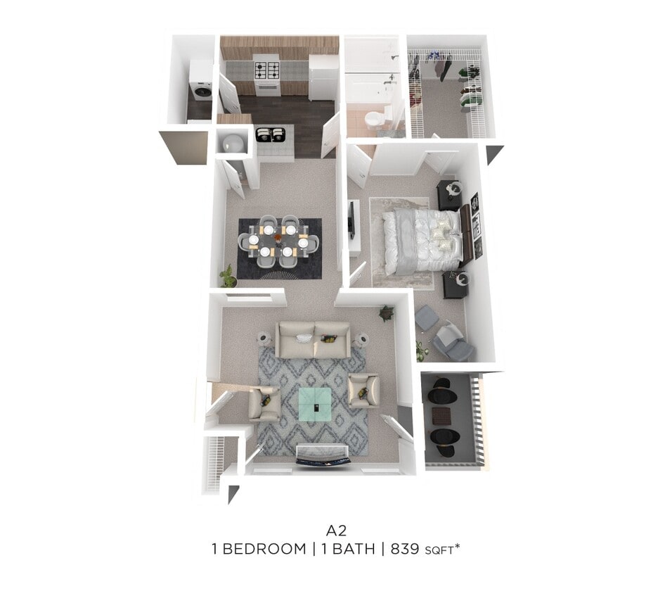 Floor Plan - One Bedroom - 839 sqft