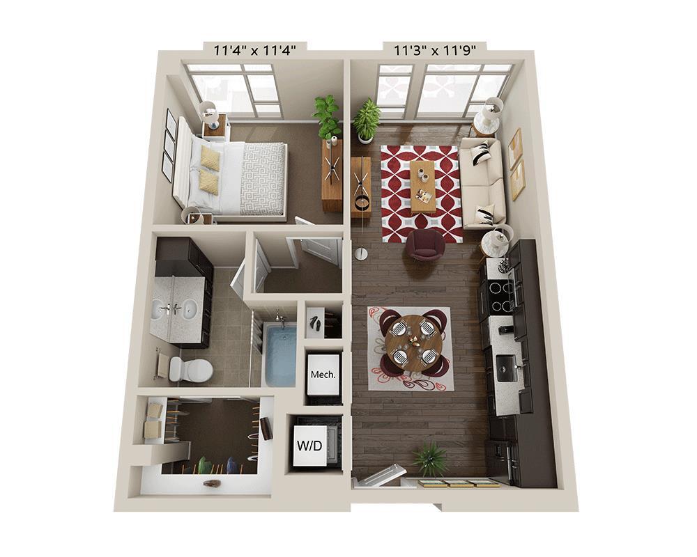 Floor Plan - One Bedroom A1A