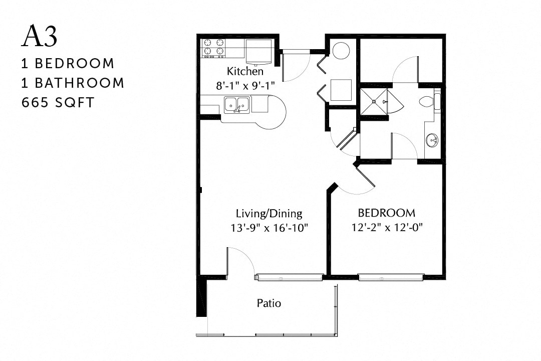 Floor Plan - A3 One Bedroom