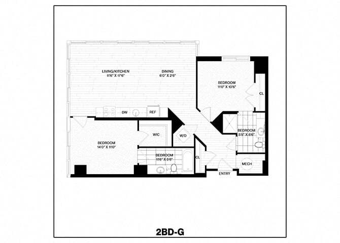 Floor Plan - 2 Bed/2 Bath-G