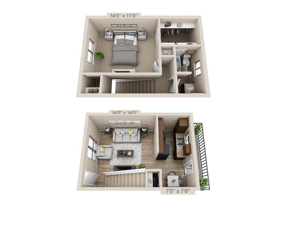 Floor Plan - One Bedroom A1BTAW