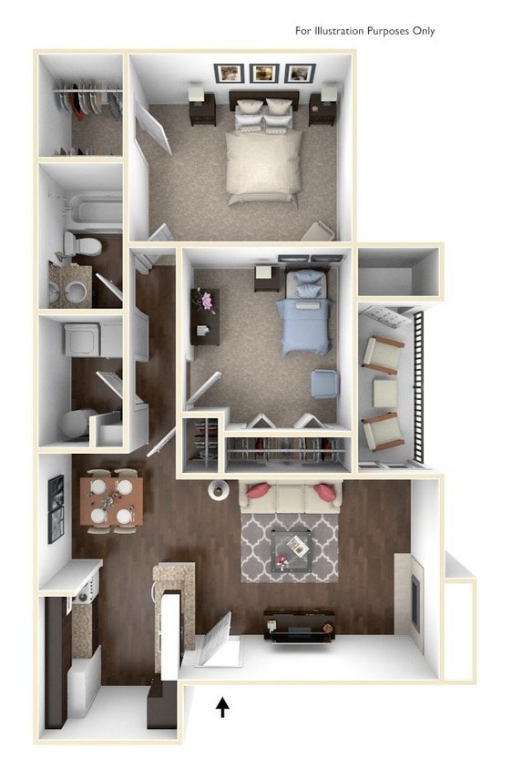 Floor Plan - 2 Bedroom 1 Bath  850 SF