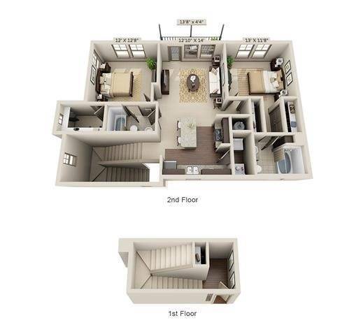 2 Bedroom | 2 Bath | 1179 SF - Barrenfork