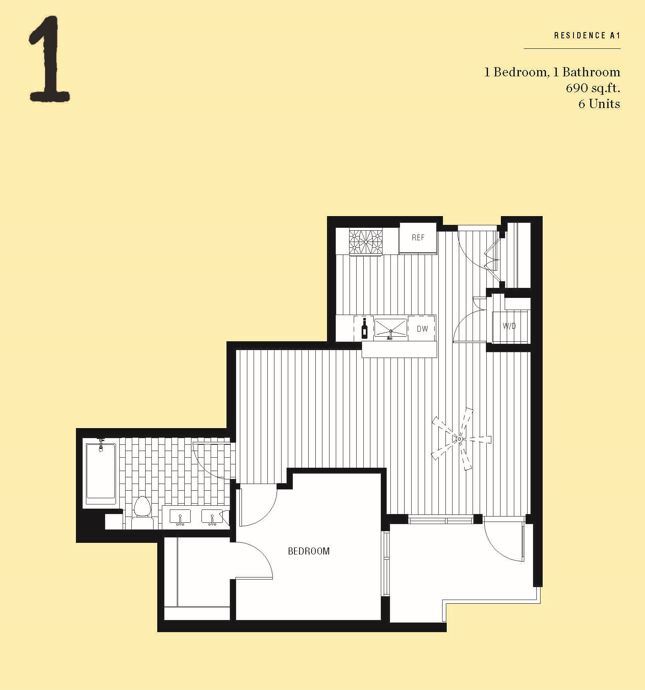 Floor Plan - 1x1 - 690
