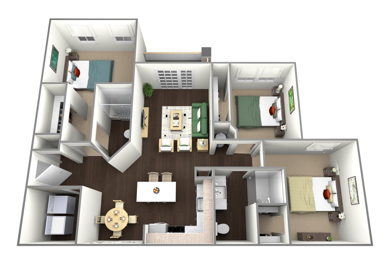 Floor Plan - C1 - Three Bedroom, Two Bathroom