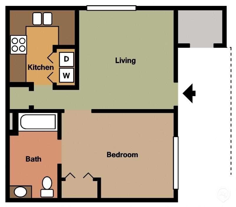Floor Plan - 1 bed - 1 bath Efficiency