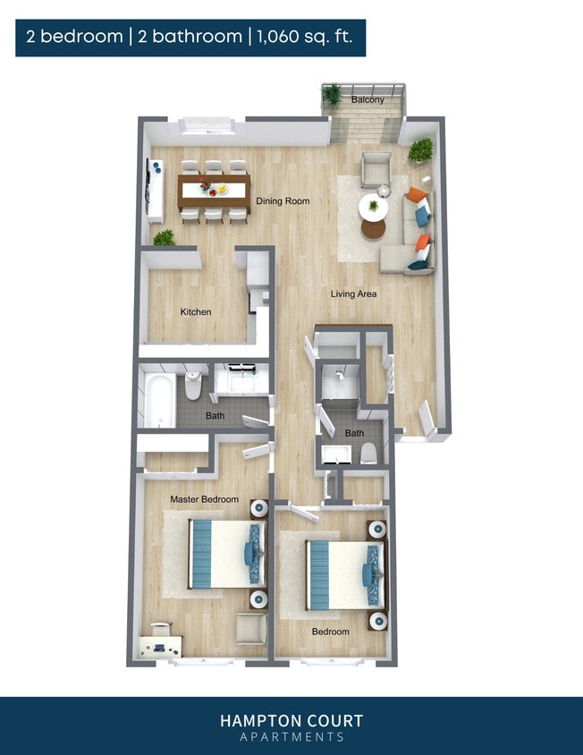 Floor Plan - 2 BEDROOM 2 BATH