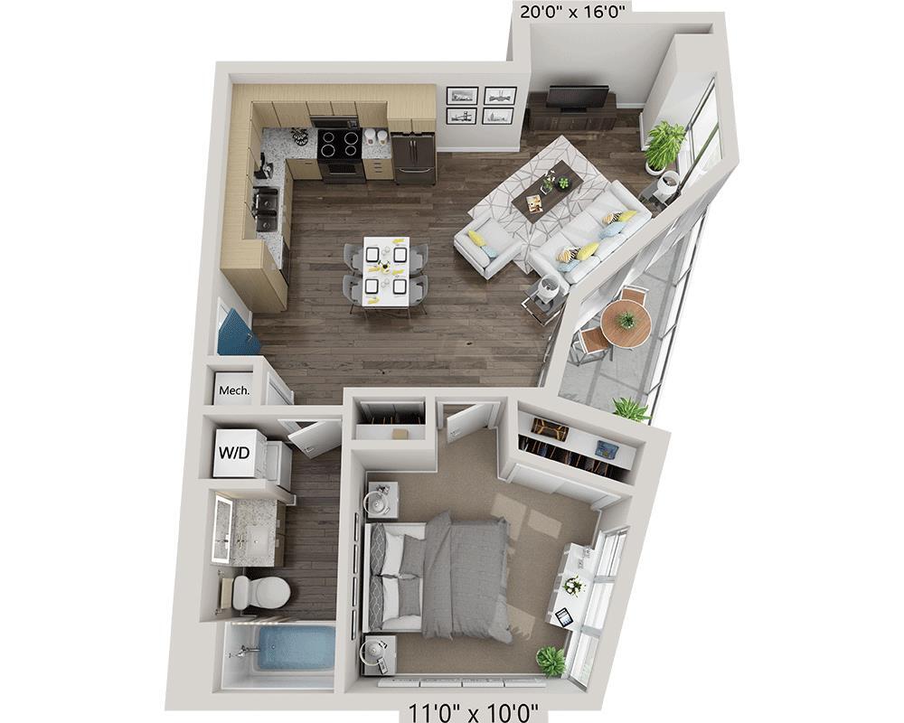 Floor Plan - One Bedroom A1G