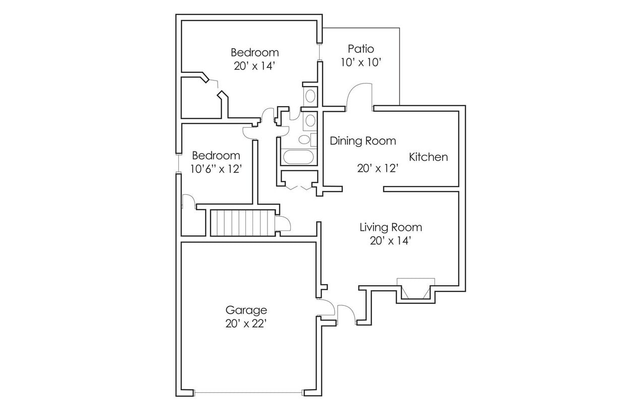 Floor Plan - 2 Bedroom 1 Bath Twinhome