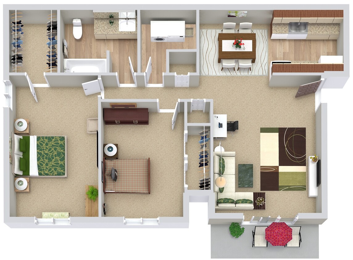 Floor Plan - 2 Beds | 1 Bath
