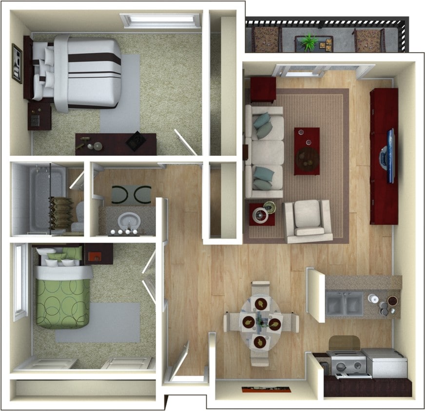 Floor Plan - 2 Bed 1 Bath 